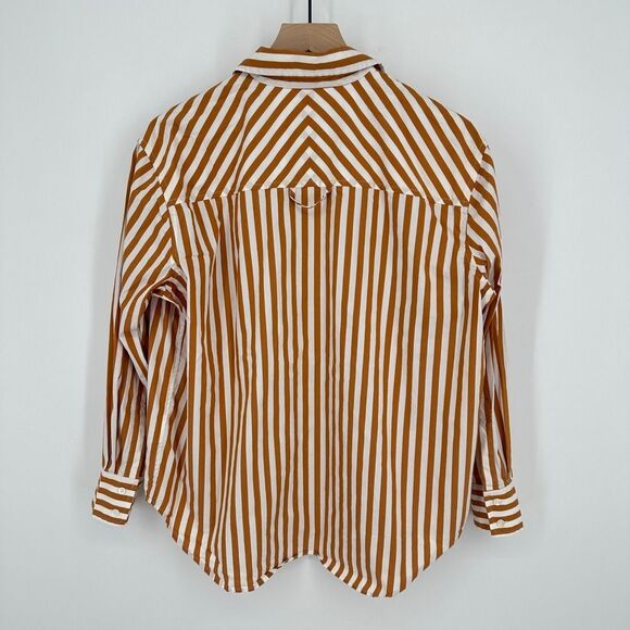 AYR top womens small the deep end button down shirt aperitif stripe oversized - Picture 9 of 10